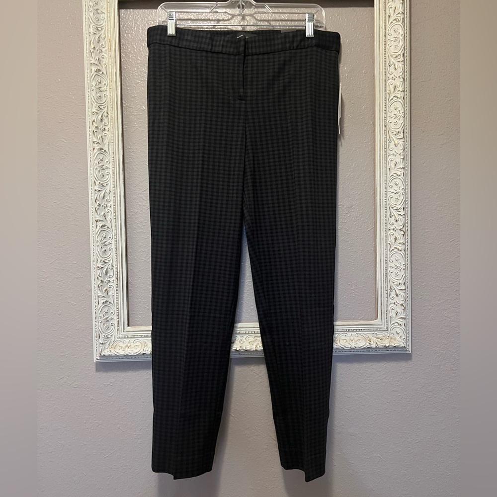 NWT Amanda + Chelsea Black & Charcoal Gray Check Alex Pant Modern Fit Ankle Pant